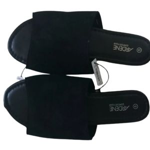 Ardene Black Slide Mule Sandals 5 NWT